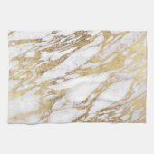 Chic Elegant White en Gold Marble Pattern Theedoek (Horizontaal)