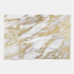 Chic Elegant White en Gold Marble Pattern Theedoek