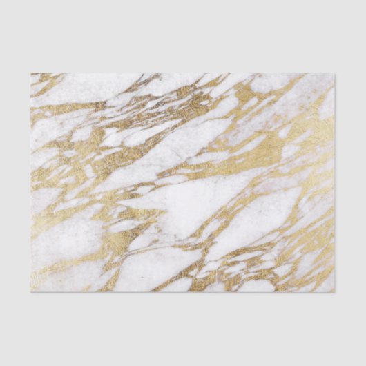 Chic Elegant White en Gold Marble Pattern Tissuepapier (Voorkant)
