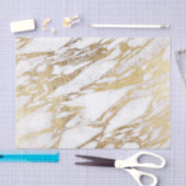 Chic Elegant White en Gold Marble Pattern Tissuepapier (Craft)