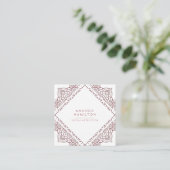 Chic Elegant White en Roos Gold MANDALA Vierkante Visitekaartje (Staand voorkant)