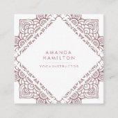Chic Elegant White en Roos Gold MANDALA Vierkante Visitekaartje (Voorkant)