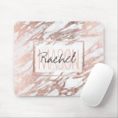 Chic Elegant White en Roos Gold Marble Monogram Muismat (Met muis)