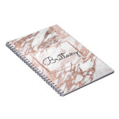Chic Elegant White en Roos Gold Marble Monogram Notitieboek (Rechterzijde)