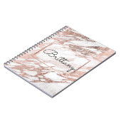 Chic Elegant White en Roos Gold Marble Monogram Notitieboek (Linkerzijde)