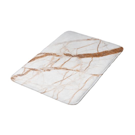 Chic Elegant White en Roos Gold Marble Pattern Badmat (Gekanteld)