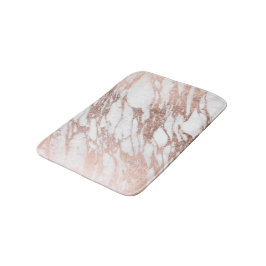 Chic Elegant White en Roos Gold Marble Pattern Badmat