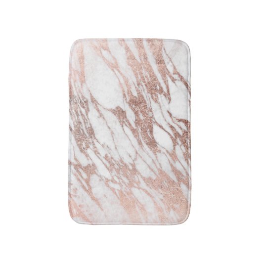 Chic Elegant White en Roos Gold Marble Pattern Badmat (Voorkant Verticaal)