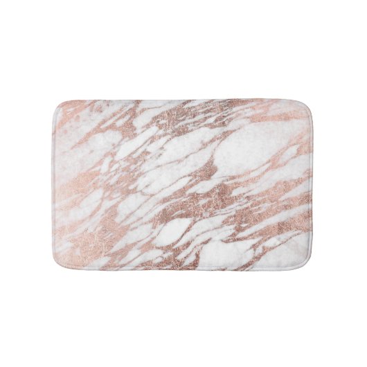 Chic Elegant White en Roos Gold Marble Pattern Badmat (Voorkant)
