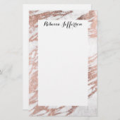 Chic Elegant White en Roos Gold Marble Pattern Briefpapier (Voorkant / Achterkant)