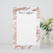 Chic Elegant White en Roos Gold Marble Pattern Briefpapier (Staand voorkant)