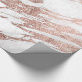 Chic Elegant White en Roos Gold Marble Pattern Cadeaupapier (Hoek)