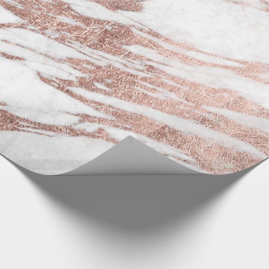 Chic Elegant White en Roos Gold Marble Pattern Cadeaupapier (Hoek)