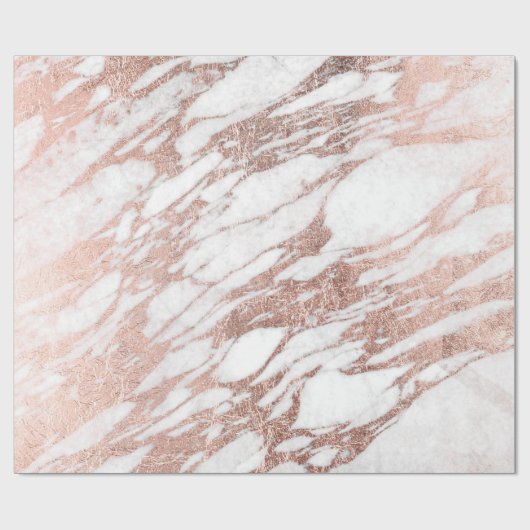 Chic Elegant White en Roos Gold Marble Pattern Cadeaupapier (Vlak)
