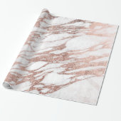Chic Elegant White en Roos Gold Marble Pattern Cadeaupapier (Uitgerold)