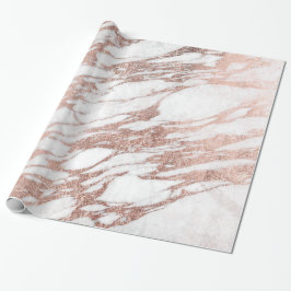 Chic Elegant White en Roos Gold Marble Pattern Cadeaupapier