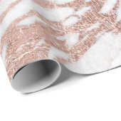 Chic Elegant White en Roos Gold Marble Pattern Cadeaupapier (Rol Hoek)