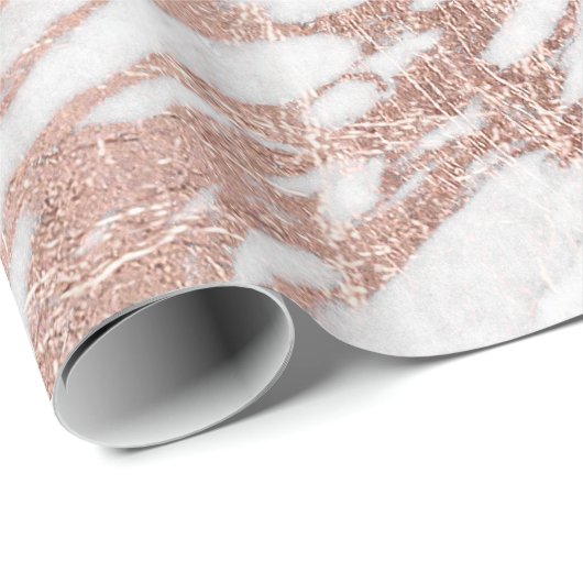 Chic Elegant White en Roos Gold Marble Pattern Cadeaupapier (Rol Hoek)