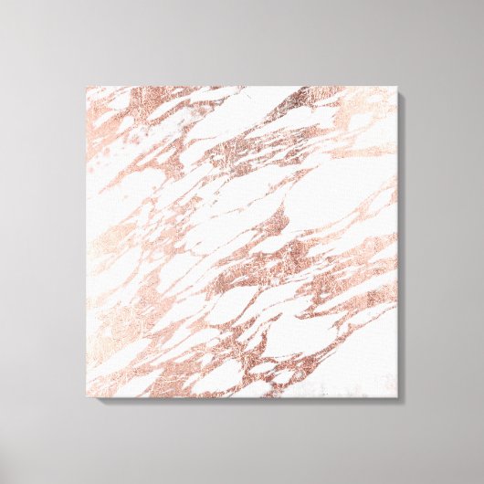 Chic Elegant White en Roos Gold Marble Pattern Canvas Afdruk (Voorkant)