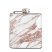Chic Elegant White en Roos Gold Marble Pattern Heupfles (Voorkant)