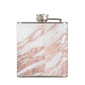 Chic Elegant White en Roos Gold Marble Pattern Heupfles (Achterkant)