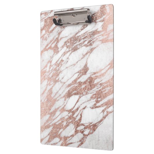 Chic Elegant White en Roos Gold Marble Pattern Klembord (Links)