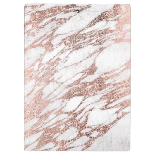 Chic Elegant White en Roos Gold Marble Pattern Klembord (Achterkant)