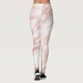 Chic Elegant White en Roos Gold Marble Pattern Leggings (Achterkant)