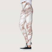 Chic Elegant White en Roos Gold Marble Pattern Leggings (Links)