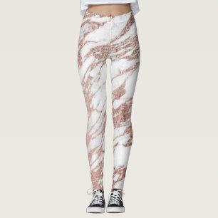Chic Elegant White en Roos Gold Marble Pattern Leggings