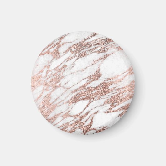 Chic Elegant White en Roos Gold Marble Pattern Magneet (Voorkant)