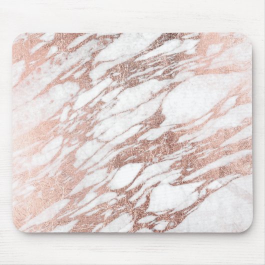 Chic Elegant White en Roos Gold Marble Pattern Muismat (Voorkant)