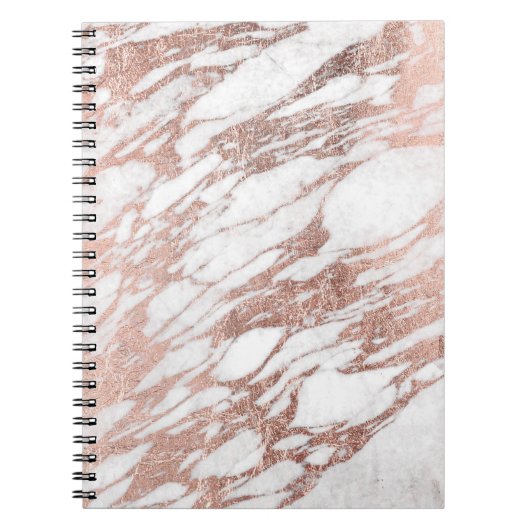 Chic Elegant White en Roos Gold Marble Pattern Notitieboek (Voorkant)