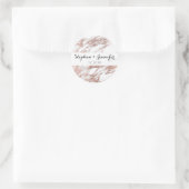 Chic Elegant White en Roos Gold Marble Pattern Ronde Sticker (Tas)
