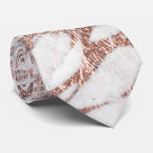 Chic Elegant White en Roos Gold Marble Pattern Stropdas (Opgerold)