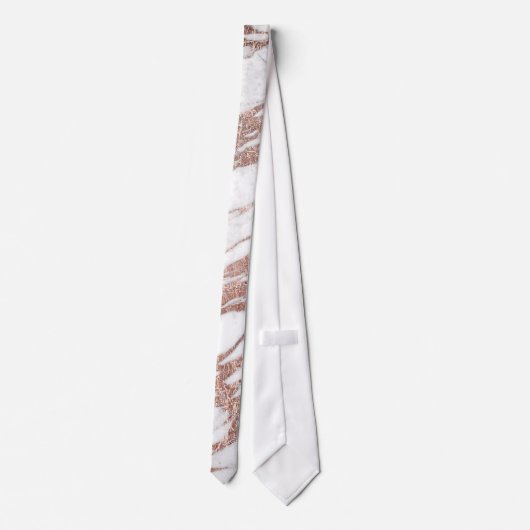Chic Elegant White en Roos Gold Marble Pattern Stropdas (Achterkant)