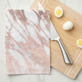 Chic Elegant White en Roos Gold Marble Pattern Theedoek (Quarter Fold)