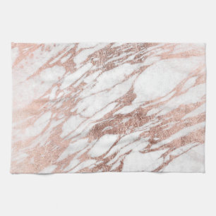 Chic Elegant White en Roos Gold Marble Pattern Theedoek