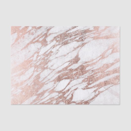 Chic Elegant White en Roos Gold Marble Pattern Tissuepapier (Voorkant)