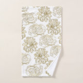 Chic Elegant White Gold Line Drawing Flower Patter Bad Handdoek (Handdoek)