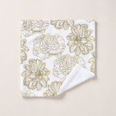 Chic Elegant White Gold Line Drawing Flower Patter Bad Handdoek (Wasdoekje)