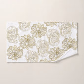 Chic Elegant White Gold Line Drawing Flower Patter Bad Handdoek (Handdoek)
