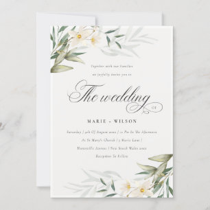 Chic Elegant White Greenery Floral Wedding Invite Bedankkaart