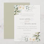 Chic Elegant White Greenery Floral Wedding Invite Bedankkaart (Voorkant / Achterkant)