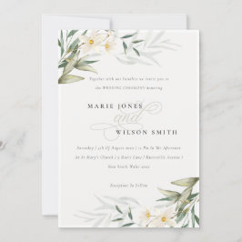 Chic Elegant White Greenery Floral Wedding Invite Bedankkaart