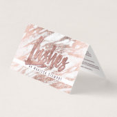 Chic Elegant White Rose Gold Marble Lashes Visitekaartje (Voorkant)