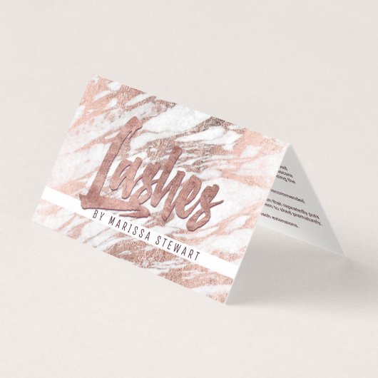 Chic Elegant White Rose Gold Marble Lashes Visitekaartje (Voorkant)