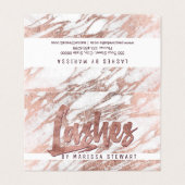 Chic Elegant White Rose Gold Marble Lashes Visitekaartje (Buitenkant ongevouwen)