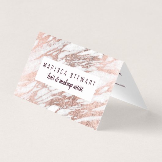 Chic Elegant White Rose Gold Marble Social Media Visitekaartje (Voorkant)