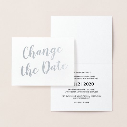 Chic Elegant wijzig de datum van het huwelijk Silv Folie Kaarten (Display)